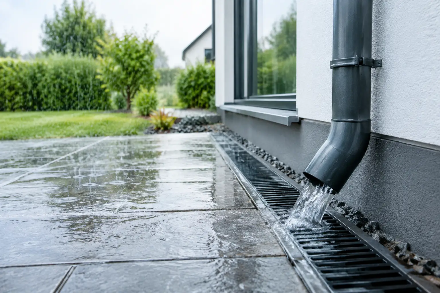 Moderne Entwässerung für Starkregen am Haus